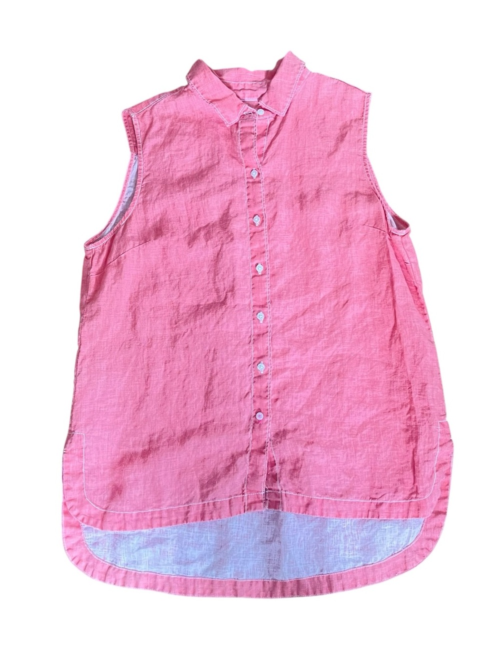 Tommy Bahama Sleeveless Coral Button-Down Tunic 100% linen